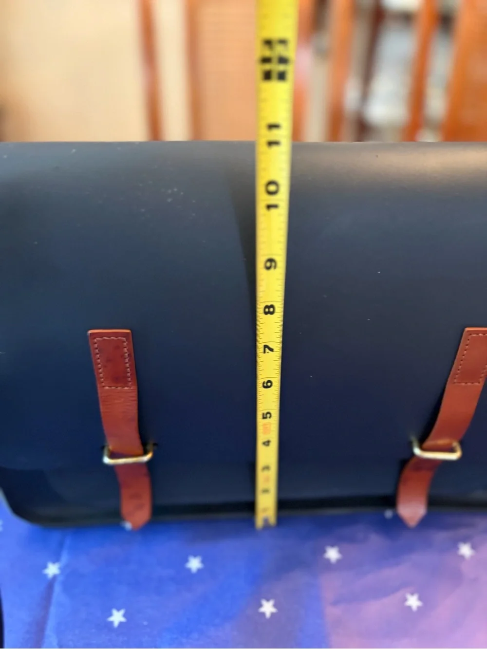 The Cambridge Satchel Company Navy “Music” Messenger Bag with Brown Straps EUC